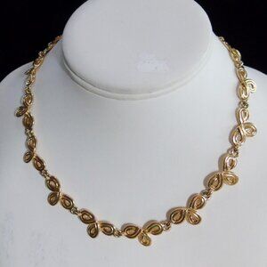 Vintage Adjustable Length Gold Tone Scrolled Ribbon Link Necklace